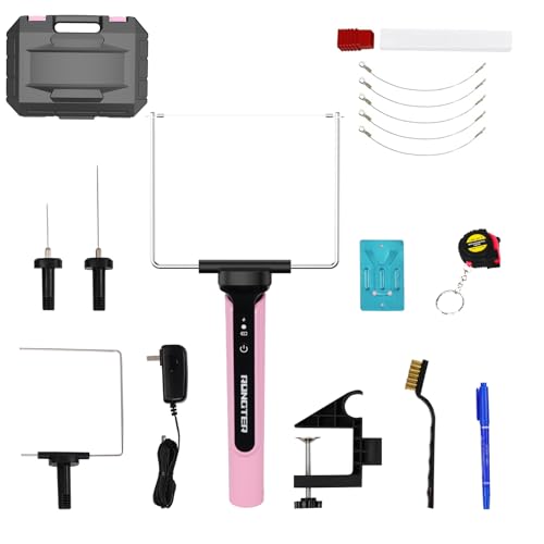 RONGTER 4 in 1 Hot Wire Electric Foam Cutter Kit, Styrofoam Cutting Tool 15W/ 6V with Case, Heated Foam Carving Knife Kit (Toolbox Pink)