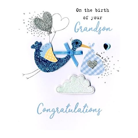 Irresistible New Baby Grandson Greeting Card Embellished Cards Cover
