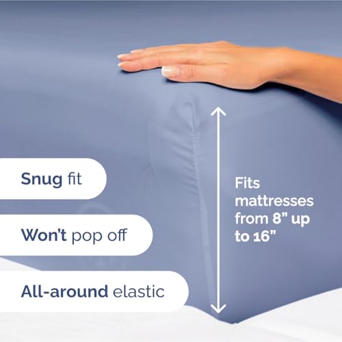 Image of Twin XL Size 3 Piece Sheet Set - Ultra Soft & Cooling Sheets - Dusty Purple | Fits 8 Inch to 16 inch Mattress, Wrinkle Free & Fade Resistant with Deep Pockets, Breathable, Comfy Hotel Luxury Bedding