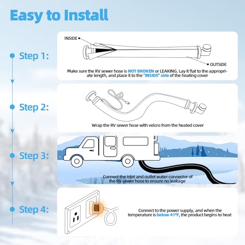 Image of 10FT Heated RV Sewer Hose Sleeve Camper Insulation for Winter