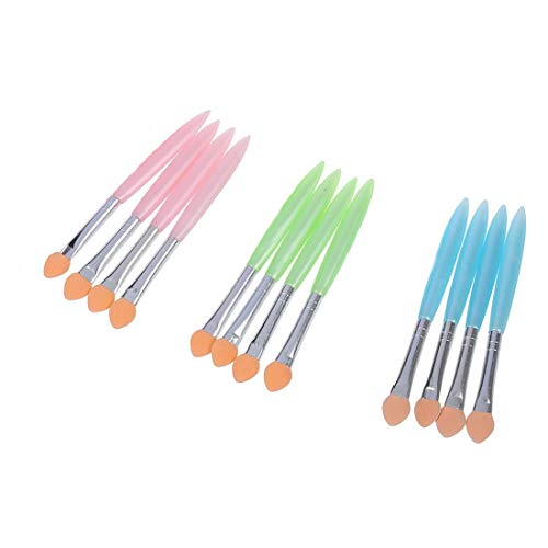 VNDEFUL 12 Pcs Assorted Color Plastic Handle Eye Eyeshadow Sponge Brushes Makeup Applicators