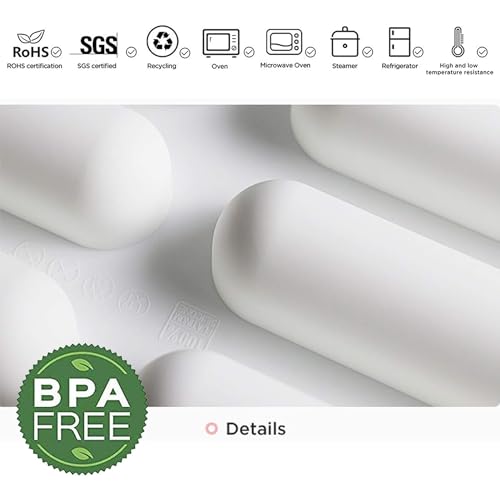 OCPO KITCHEN Eclair Silicone Mold for Baking Mousse Cake Dessert Pastry Chocolate, Ice Cream Mould, Cake Decoration Mold, Fashion Eclair Shape (6-Cavity)