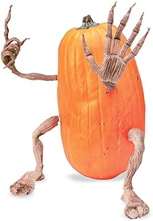 Miniatura 8 de Plow & Hearth 65A44 calabaza con brazos y piernas de hoja de parra, para decoración de Halloween, para exterior e interior, de 16.5" x 2.5"