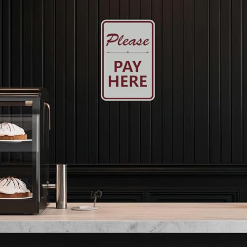 Panneau Please Pay Here rouge grand format pour guidage client en caisse - 5