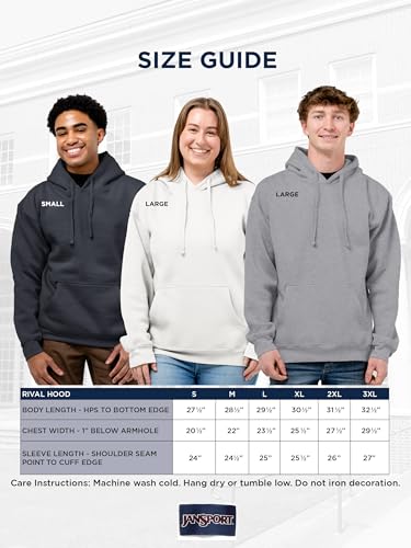 Image of JanSport NCAA Officially Licensed Rival Hoodie, Long Sleeve Unisex Sweatshirt, Cotton-Polyester Blend, Double-Layered Hood