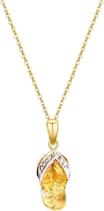 Flip Flops Necklace Gold Shoes Pendant Necklace Slipper Necklace Hawaiian Flip-Flop sandals Necklace Jewelry for Women - Image 4
