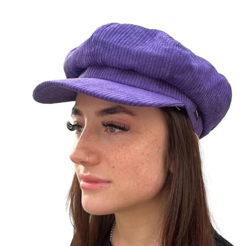 CRAGGI Baker Boy Hat Newsboy Cap Cord Purple Ladies Hat for Women, Purple, one size fits most