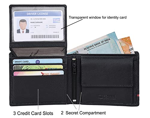 URBAN FOREST Stag Black/Red Leather Wallet for Men (Image - 3)