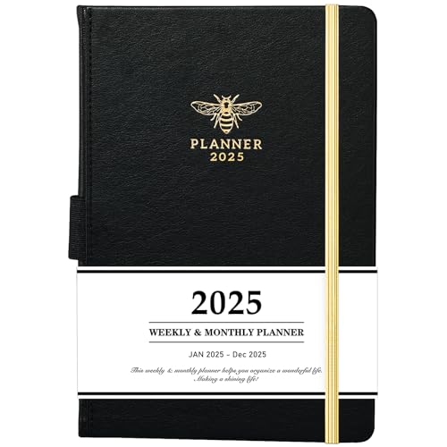 Planificador 2025 – Planificador 2025, enero 2025 – diciembre 2025, planificador semanal y mensual con calcomanías de calendario, 5.7 x 8.2 pulgadas, piel...