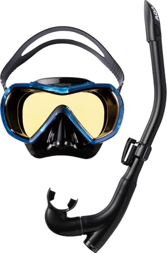 AQA(エーキューエー) スノーケル マスク バレナソフトBK&カナールフレックスSP ネイビーカモ×アンバー(0141) KZ9109