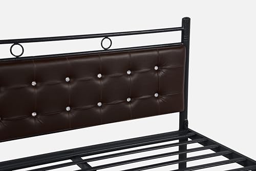 Image of Zuno Metal Queen Size Bed Without Storage | Wrought Iron Double Bed with Headboard & Footboard | Sturdy Powder Coated Platform Bed Queen Size Cot for BedroomLivingRoom Black (75x60)