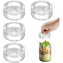 4Pcs Fermentation Glass Weights with Easy Grip Handles, Clear Canning Weights and Pickling Glass Weight for Wide Mouth Mason Jars, Fermenting Kit, Kimchi, Sauerkraut 4