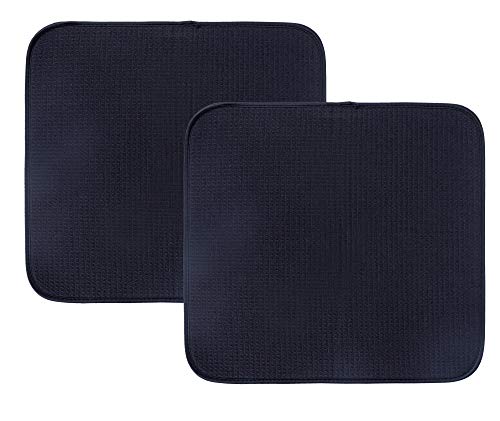 BW&HM Alfombrilla de Microfibra para secar Platos, Alfombrilla escurreplatos Microfibra Absorbente Secado rápido 40 x 46 cm 2 Unidades Negro Cover