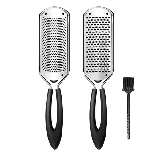 GazePlus 2 Pack Colossal Foot Rasp Scraper 1 Big Hole & 1 Small Hole, Detachable Professional Pedicure Tool Stainless Steel Dead Skin Remover Foot Scrubber Heels Repair for Dry and Wet Feet