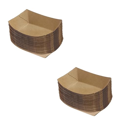 HOLIDYOYO 50pcs Kraft Paper Snack Plates Hot Dog Trays Fried Snack Holder Appetizer Serving Tray Hot Corn Trays Serving Geta Plate Picnics Food Trays Snack Tray Fries Trays Brown re-usable
