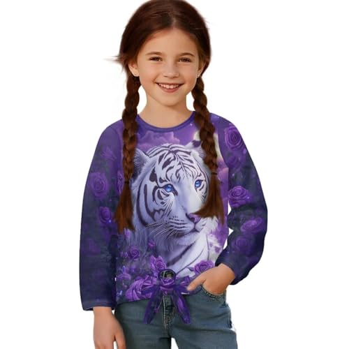 Toddler Girls Tee Shirts Kids 5-12 Cool Long Sleeve Tie Front Knot Tee Tops