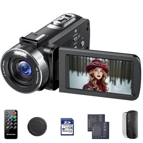 CAMWORLD 4K Video Camera Camcorder 42MP YouTube Vlogging Camera 18X Digital Zoom Webcam 3.0 Inch 270 Degree Rotation Screen Camcorders with 32G SD Card and 2 Batteries Recording While Charging