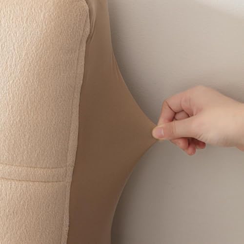 Image of HOMETHREADS Velvet Padded Headboard Cover with Foam - Soft, Wrinkle-Resistant Bed Back Protector, Suitable for Wooden, Leather & Upholstered | Fits 6 ft Headboards only (68x180 cm)(Beige)