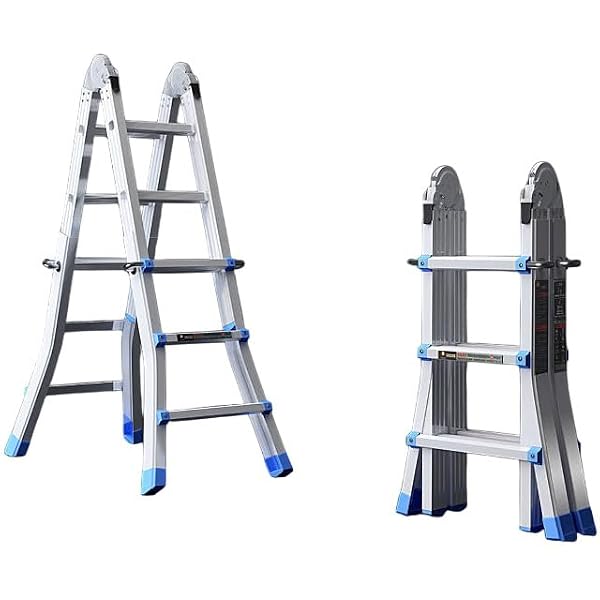 Aluminum Extension Ladder, Adjustable, Multi-Position Ladder, Anti-Slip Rubber Legs Included, Telescopic Ladder, Dual Use Ladder, Folding Telescopic Ladder, Multi-functional Aluminum Ladder