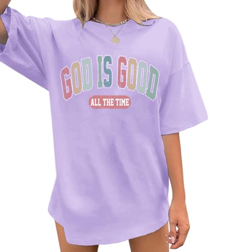 Image of Christian Shirts for Women Oversized God is Good Shirt Religious Jesus Faith Inspirational Tshirt Bible Verse Tee Top