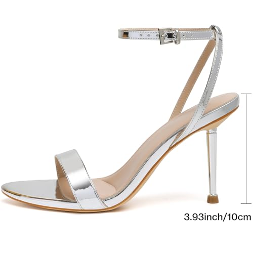 Image of Mostrin Strappy Heels for Women Ankle Strap Heels Women's Heeled Sandals for Party Prom Wedding