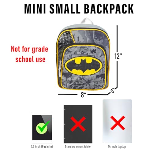 Batman Backpack for Preschool Toddlers ~ Deluxe 12" Batman Mini Backpack for Boys Kids (Batman School Supplies Bundle, Backpack and Door Hanger)) by BATMAN - Used condition - Image 3