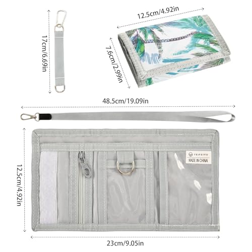 Palm Trees Bright White Kids Wallet for Boys Girls Trifold Outdoor Sport Wallets for Youth Teen Children Wallet with Zippered Coin Pockets Card Holders Front Pocket Wallets with Magic Sticker3