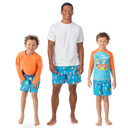 Image of Saint Eve Mens Swim Trunks 6 Inch Inseam Quick Dry Beach Shorts with Mesh Liner Dad and Me Matching