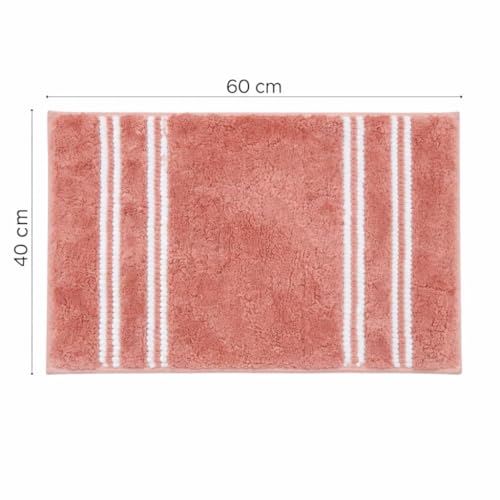 Image of DecorTwist Mosaic Super Soft Microfibre Bath Mat | 2000 GSM Anti-Skid, Quick Dry & Water Absorbent | Non-Slip Mat for Bathroom, Bedroom & Kitchen Floor | 60x40 cm | Style 1 Pink | Pack of 2