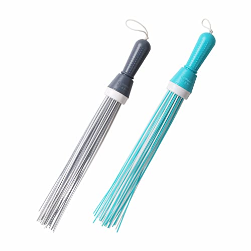 Image of Classy Touch Plastic Broom for Bathroom Cleaning & Home Floor Cleaning| Hard Bristle Broom for Scrubbing in Bathroom|(Size 52 cm, Colour Grey & Aqua) 60 Plastic Sticks(Set of 2)