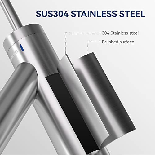 Rubinetto Bagno Alto In Acciaio Inox - Per Lavabo Da Appoggio, Con Miscelatore Acqua Calda/Fredda - Foto 14