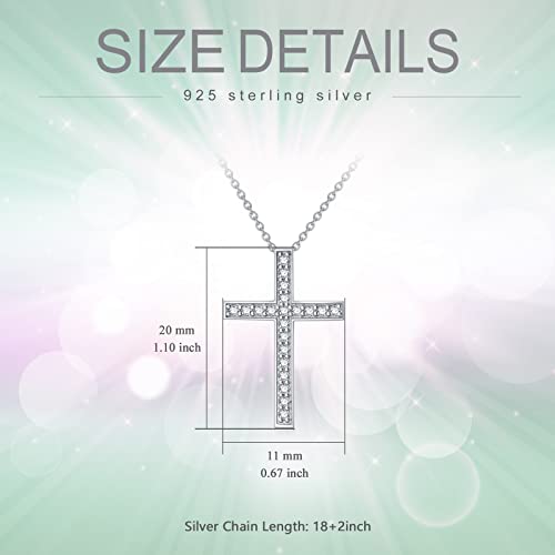 Moissanite Cross Pendant Necklace For Women, 925 Sterling Silver 14K Gold Plated D Color Brilliant-Cut Moissanites Blessed Cross Pendant Jewelry Gift For Her, Mother Wife Girl, 18"-20" #TOP3