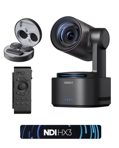 Image of OBSBOT Tail 2 (NDI Activated) Bundle with Remote & VOX Microphone, PTZR NDI Camera 4K@60FPS, Pro AI Tracking, 1/1.5" CMOS, 50MP, 5X Optical Zoom, 12X Hybrid Zoom, SDI/HDMI/IP/USB 3.0 Output