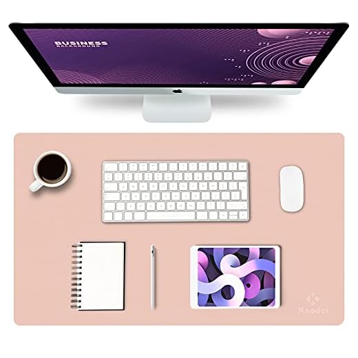 Knodel Desk Pad, Office Desk Mat, 23.6" x 13.8" PU Leather Desk Blotter, Laptop Desk Mat, Waterproof Desk Writing Pad for Office and Home, Dual-Sided (Pink)