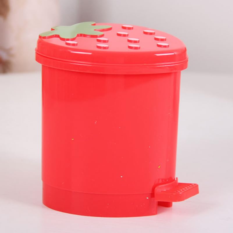 Caneca de basura rectangular de plástico roja para escritorio miniatura 5