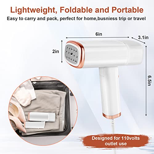 Weifutch Steamer For Clothes, Handheld Travel Steamer, 1200W Powerful Portable Garment Steamer, 20 Second Fast Heat-Up Mini Steamer With Fabric Brush, Foldable Steamer Iron For Clothes #TOP6