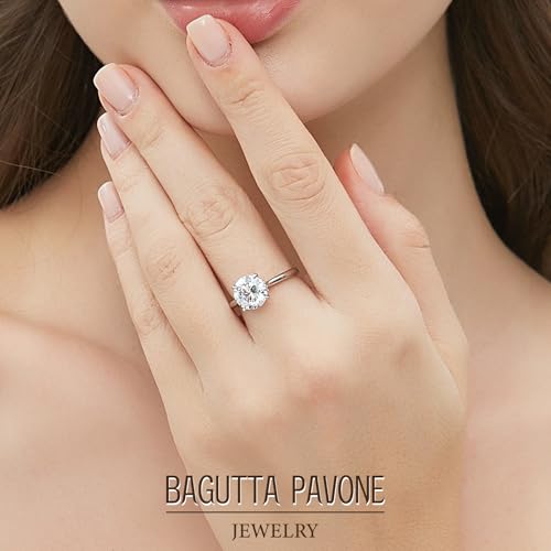 Round Moissanite Engagement Rings for Women, Women's 18K Yellow/White Gold Plated 925 Sterling Silver Engagement Ring Moissanite Promise Rings for Her,Wedding Band Ring 1.5/2/3/4/5CT.3