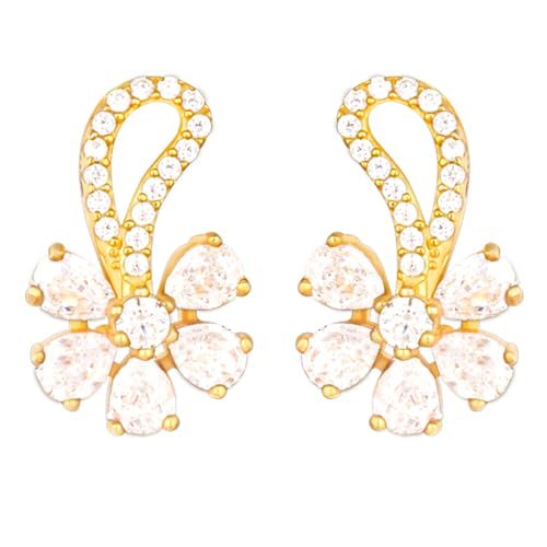 Image of GIVA 925 Silver Golden White Floral Damsel Earrings| Drops to Gift Women & Girls | With Certificate of Authenticity and 925 Stamp | 6 Months Warranty