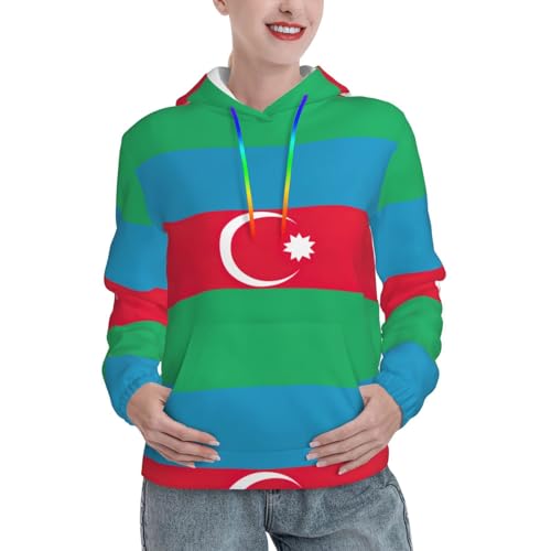 Sweat à capuche drapeau Azerbaïdjan pour femme avec poche kangourou
