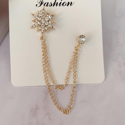 Image of women's chain brooch tassel chain rhinestone zircon brooch is suitable for women's metal chain clothing accessories, jewelry, gifts, and various holiday accessories