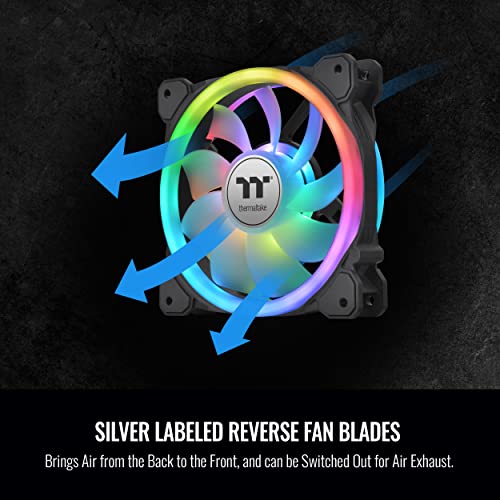 Image of Thermaltake SWAFAN 12 RGB Radiator Fan TT Premium Edition 3 Pack, Swappable Fan Blade Design, Customizable air Flow Direction, 2000 RPM, CL-F137-PL12SW-A, 120mm Black