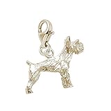 14K Yellow Gold Schnauzer Dog Charm with Lobster Claw Clasp, Charms for Bracelets and Necklaces