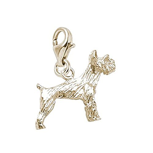 14K Yellow Gold Schnauzer Dog Charm With Lobster Claw Clasp, Charms For Bracelets And Necklaces #TOP13