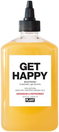 Get Happy Body Wash by Plant Bath & Shower Gel 9.3 oz Geranium & Peppermint