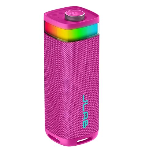 JLab, JBuds Party, Portable Bluetooth Speaker, Waterproof, RGB Lighting, Multi-Speaker Connection, Pink