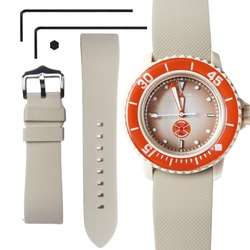 Image of 22 MM Watch Strap Replacement for Blancpain X Swatch with Hex Spanner Quick Release Silicone Watch Band Compatible with Bioceramic SCUBA Fifty Fathoms