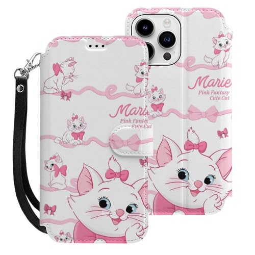 猫柄 マリーちゃん iPhone15 Pro Max用ケース 手帳型 財布型 スマホケース カード収納 PUレザー おしゃれ アイフォン15 Pro Max用ケース 全面保護 マグネット式 耐衝撃 脱着簡単