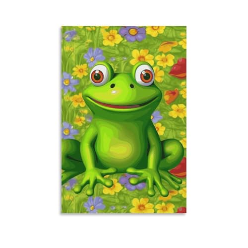 Grenouille sur toile murale pour créer une ambiance zen dans votre salle de bain