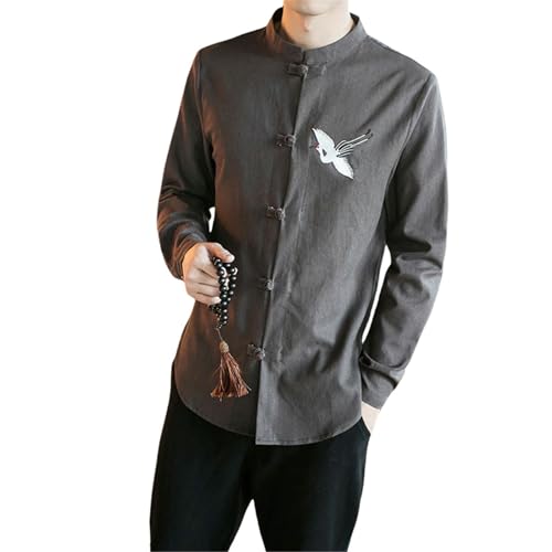 Chemise homme lin et coton manches longues style chinois retro loisirs