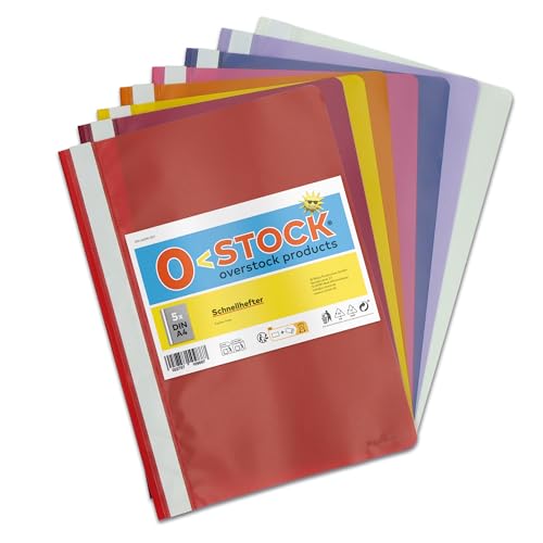 8 x Schnellhefter A4 8 Farben stabil transparente Vorderseite Metall-Abheftmechanik made in Germany